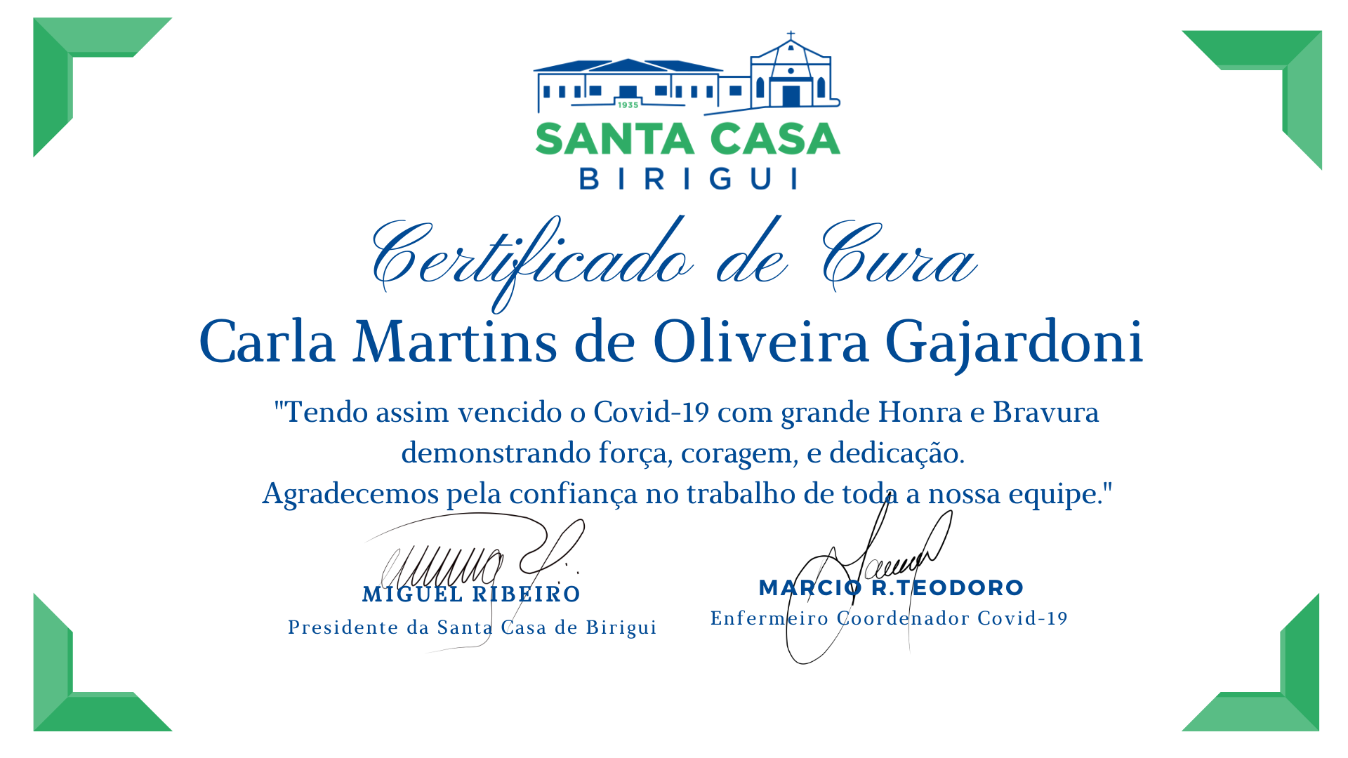 Alta TRIPLA: Na ultima terça-feira três pacientes tiveram alta do covid-19