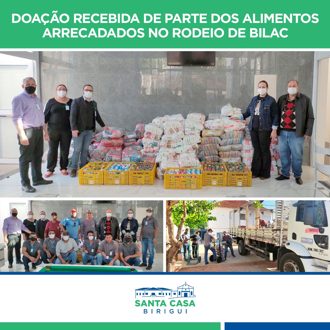 Santa Casa recebe doação de alimentos arrecadados no rodeio de Bilac