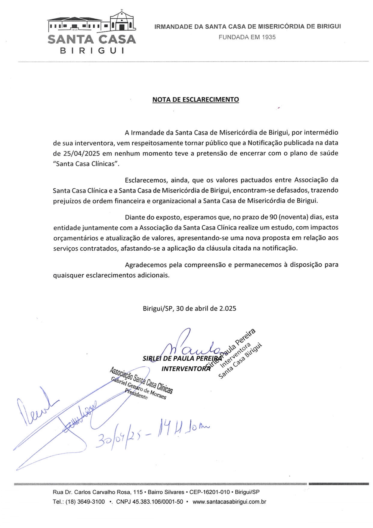 Nota de Esclarecimento